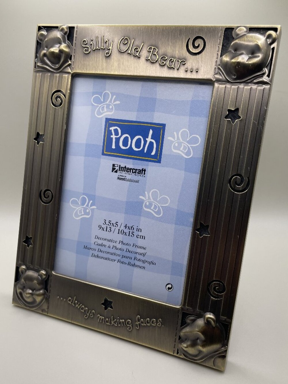 Vintage Disney Winnie the Pooh Silly Old Bear Metal Photo Frame 4x6 2000